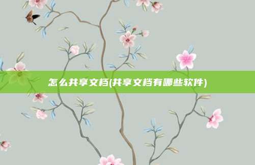 怎么共享文档(共享文档有哪些软件)