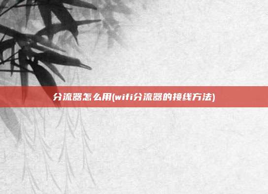 分流器怎么用(wifi分流器的接线方法)