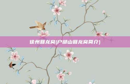 徐州回龙窝(户部山回龙窝简介)