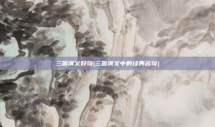 三国演义好句(三国演义中的经典名句)