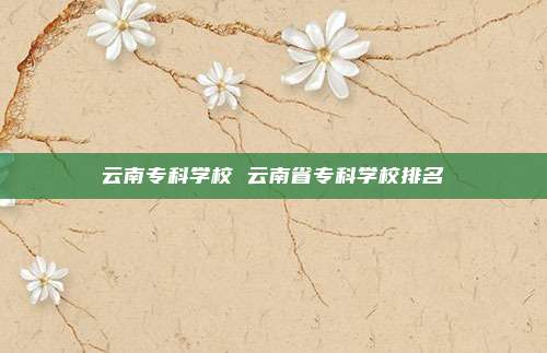 云南专科学校 云南省专科学校排名