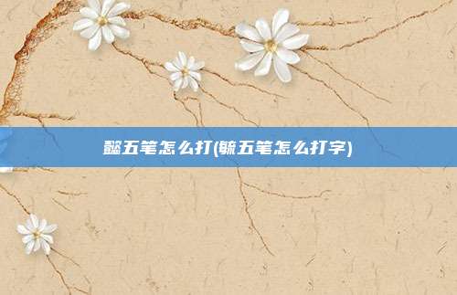 懿五笔怎么打(毓五笔怎么打字)