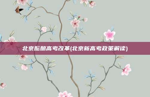 北京酝酿高考改革(北京新高考政策解读)