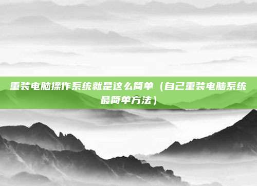 重装电脑操作系统就是这么简单（自己重装电脑系统最简单方法）