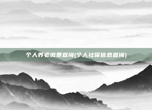 个人养老缴费查询(个人社保信息查询)