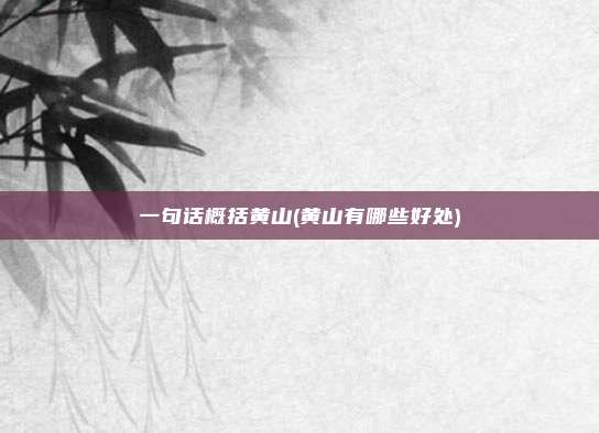 一句话概括黄山(黄山有哪些好处)