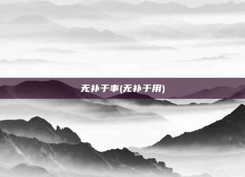 无补于事(无补于用)
