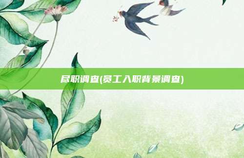 尽职调查(员工入职背景调查)
