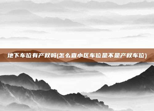 地下车位有产权吗(怎么查小区车位是不是产权车位)
