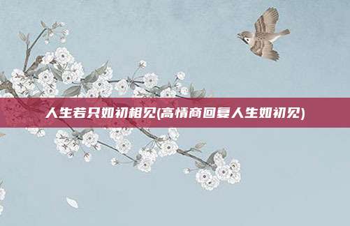 人生若只如初相见(高情商回复人生如初见)