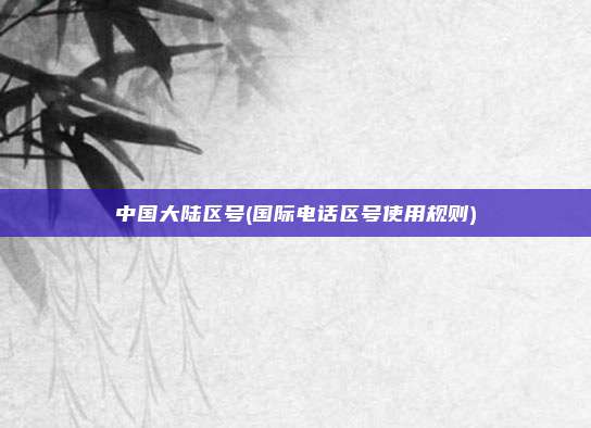 中国大陆区号(国际电话区号使用规则)