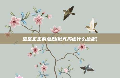 堂堂正正的意思(批亢捣虚什么意思)