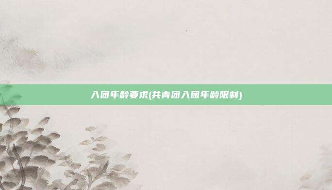 入团年龄要求(共青团入团年龄限制)