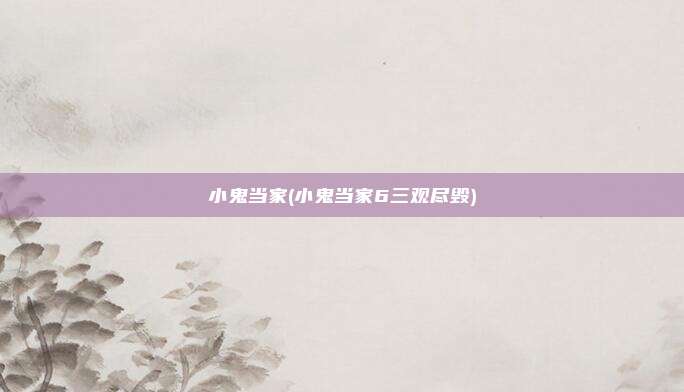 小鬼当家(小鬼当家6三观尽毁)