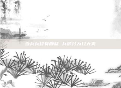 当兵兵种有哪些 兵种分为几大类