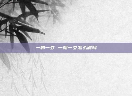 一朝一夕 一朝一夕怎么解释