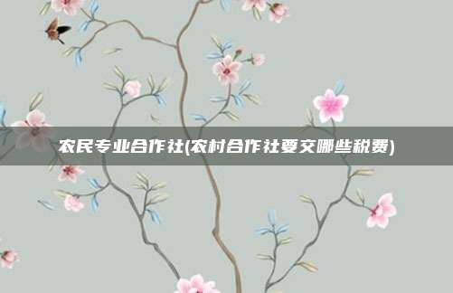 农民专业合作社(农村合作社要交哪些税费)