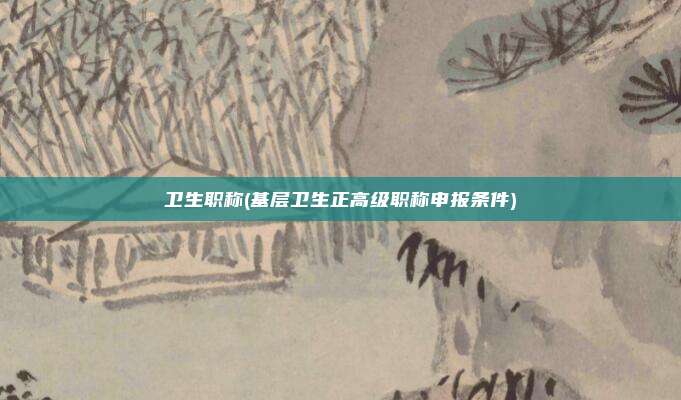 卫生职称(基层卫生正高级职称申报条件)