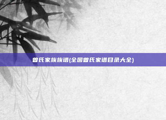 曾氏家族族谱(全国曾氏家谱目录大全)