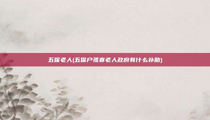 五保老人(五保户孤寡老人政府有什么补助)