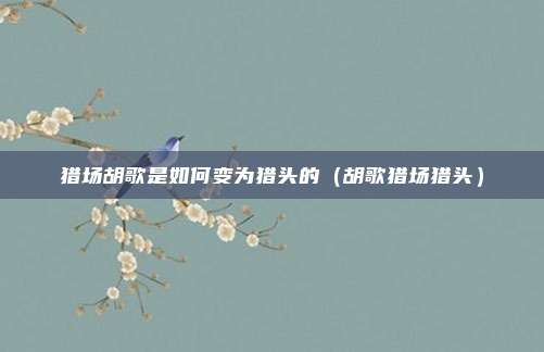 猎场胡歌是如何变为猎头的(胡歌猎场猎头)