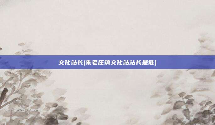 文化站长(朱老庄镇文化站站长是谁)
