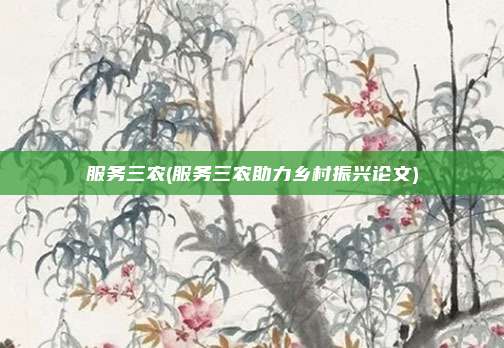 服务三农(服务三农助力乡村振兴论文)
