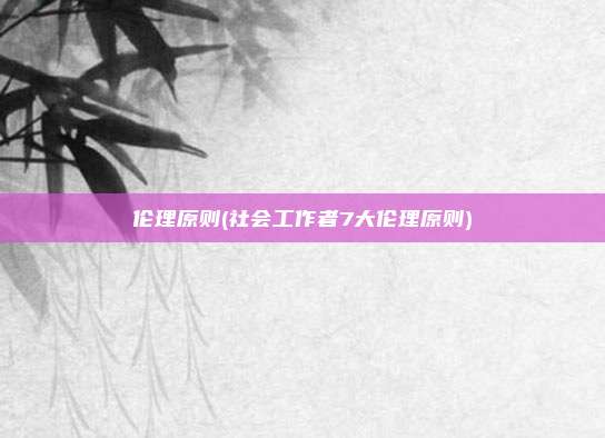 伦理原则(社会工作者7大伦理原则)