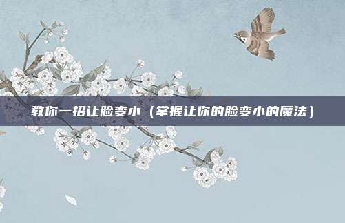 教你一招让脸变小(掌握让你的脸变小的魔法)
