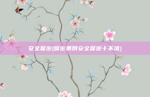 安全保密(保密条例安全保密十不准)