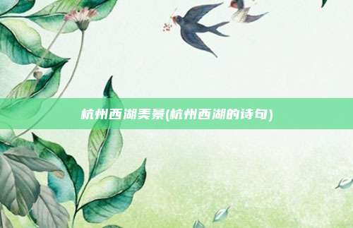 杭州西湖美景(杭州西湖的诗句)