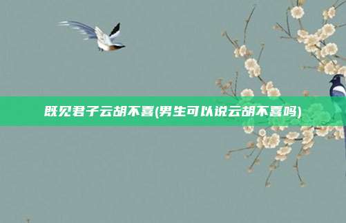 既见君子云胡不喜(男生可以说云胡不喜吗)