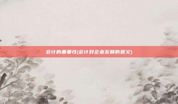 会计的重要性(会计对企业发展的意义)