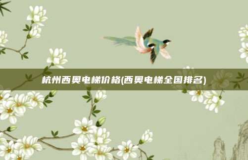杭州西奥电梯价格(西奥电梯全国排名)