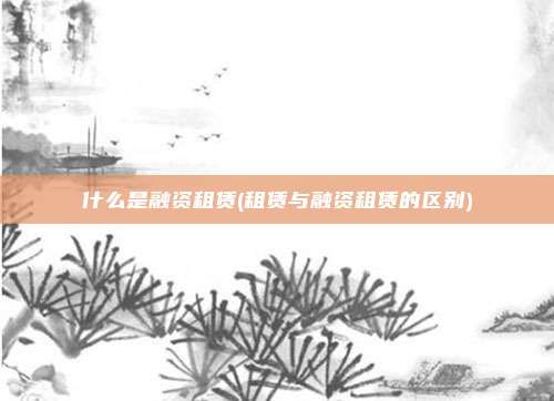 什么是融资租赁(租赁与融资租赁的区别)