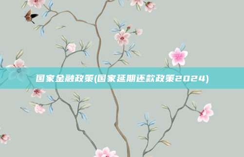 国家金融政策(国家延期还款政策2024)