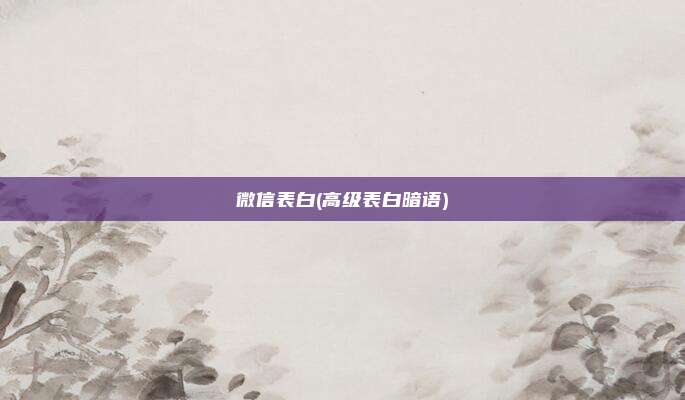 微信表白(高级表白暗语)