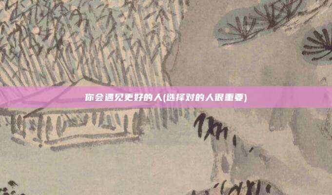 你会遇见更好的人(选择对的人很重要)