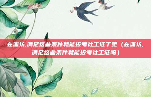 在潍坊,满足这些条件就能报考社工证了吧（在潍坊,满足这些条件就能报考社工证吗）
