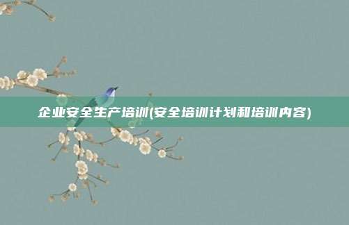 企业安全生产培训(安全培训计划和培训内容)