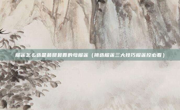 榴莲怎么选是最甜最香的母榴莲(挑选榴莲三大技巧榴莲控必看)