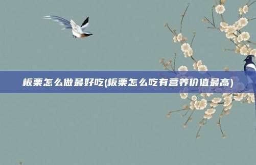 板栗怎么做最好吃(板栗怎么吃有营养价值最高)