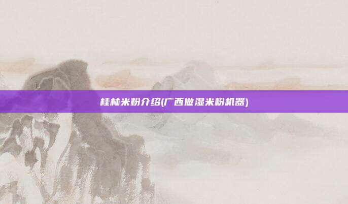桂林米粉介绍(广西做湿米粉机器)