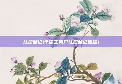 注册登记(个体工商户注册登记流程)