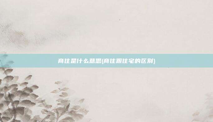 商住是什么意思(商住跟住宅的区别)