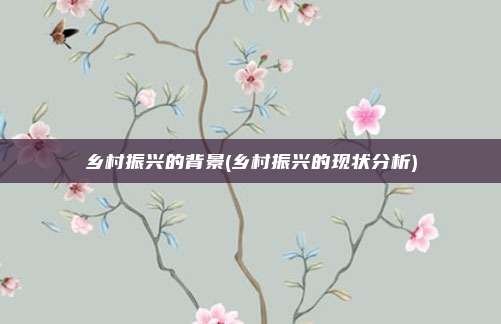 乡村振兴的背景(乡村振兴的现状分析)
