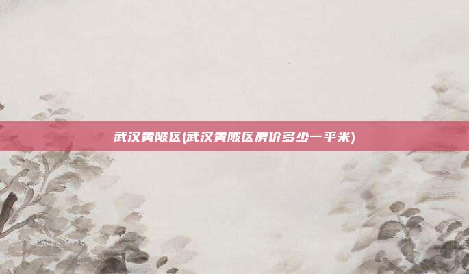 武汉黄陂区(武汉黄陂区房价多少一平米)