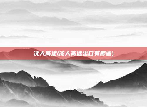 沈大高速(沈大高速出口有哪些)