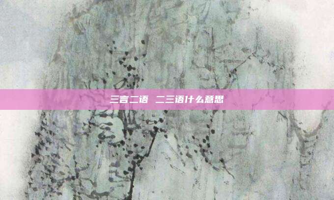 三言二语 二三语什么意思