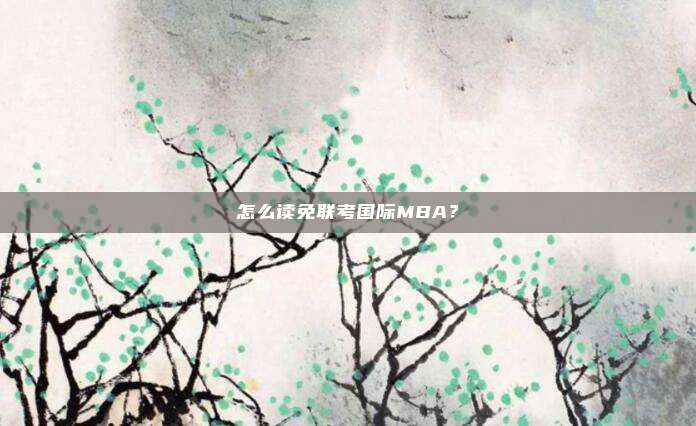 怎么读免联考国际MBA？